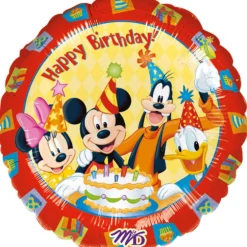 Folieballong, happy birthday Musse Pigg med vänner