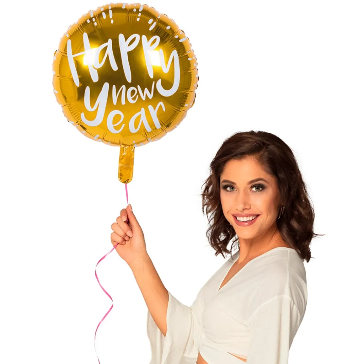 Folieballong, happy new year guld 45 cm