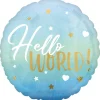 Folieballong, hello world blå 43 cm