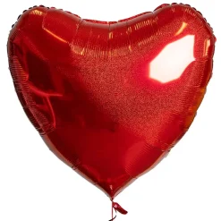 Folieballong, hjärta glitter röd 91 cm