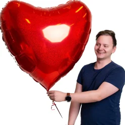 Folieballong, hjärta glitter röd 91 cm