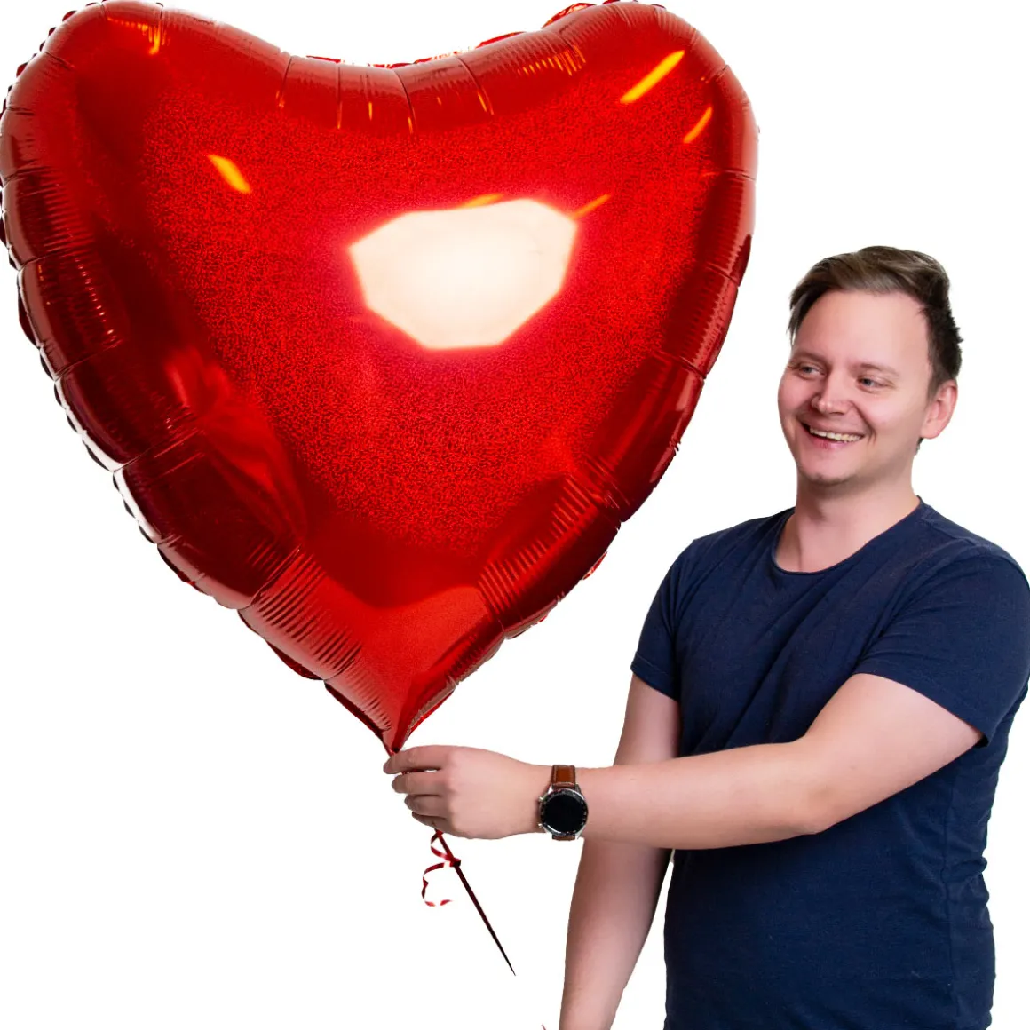 Folieballong, hjärta glitter röd 91 cm