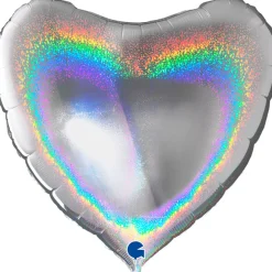 Folieballong, hjärta glitter silver 91 cm