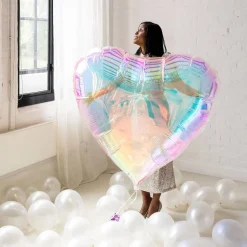 Folieballong, hjärta iridescent XXL 103x107 cm