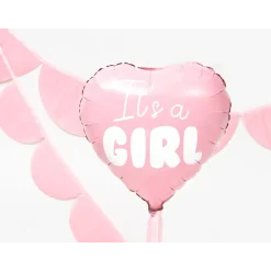 Folieballong, hjärta its a girl 45 cm