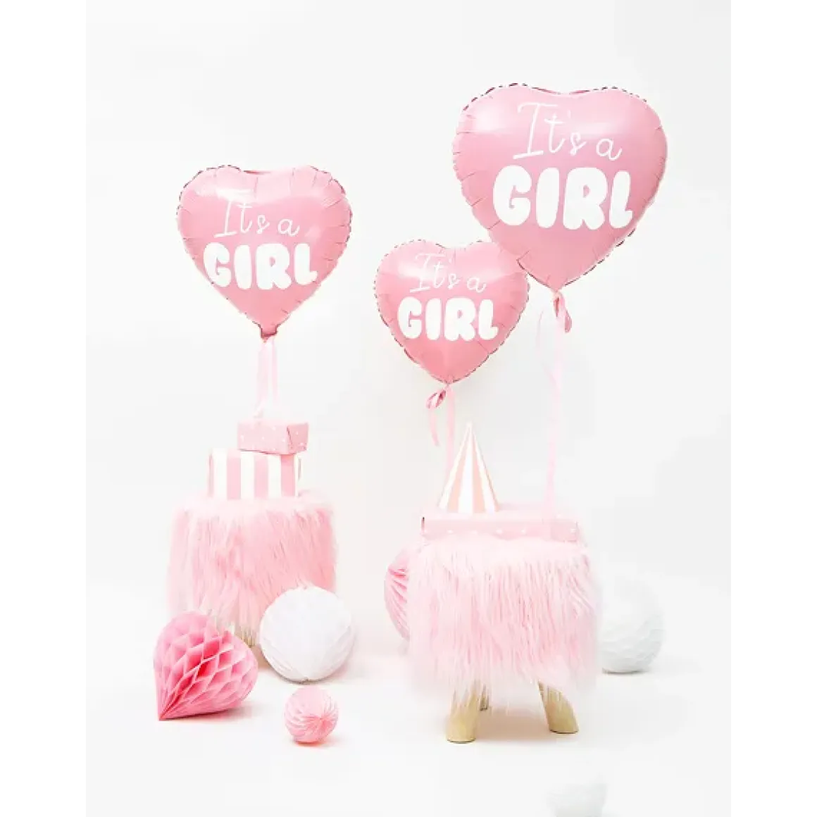 Folieballong, hjärta its a girl 45 cm