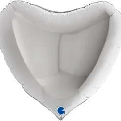 Folieballong, hjärta silver 91 cm