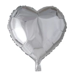 Folieballong, hjärta silver 45 cm