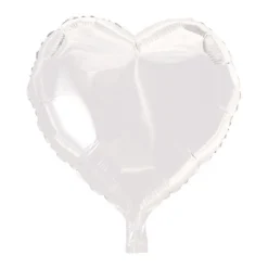Folieballong, hjärta vit 45 cm