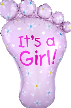 Folieballong, it's a girl foot 82x58 cm