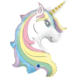 Folieballong, Macaron Unicorn Head Shape 99 cm