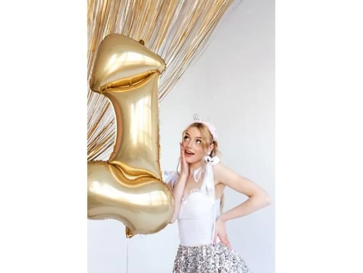 Folieballong, penis guld 55x112 cm