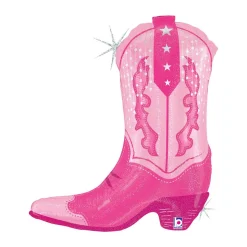 Folieballong, pink cowgirl boot 74 cm