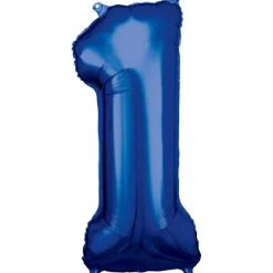Folieballong, siffra 1 blå 86 cm