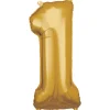 Folieballong, siffra 1 guld 86 cm