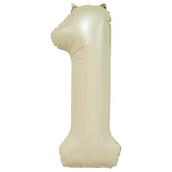 Folieballong, siffra 1 krämvit 86 cm