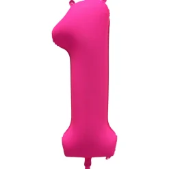 Folieballong siffra, 1 neon rosa 86 cm