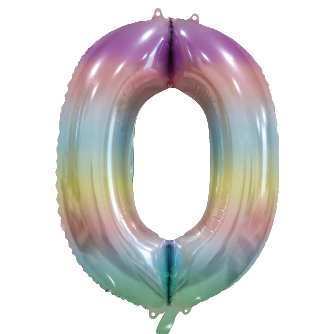 Folieballong, siffra 0 pastell regnbåge 86 cm