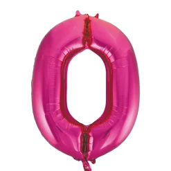 Folieballong, siffra 0 rosa 86 cm