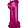 Folieballong, siffra 1 rosa 86 cm