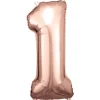 Folieballong, siffra 1 rose 86 cm