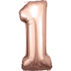 Folieballong, siffra 1 rose 86 cm