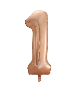 Folieballong, siffra 1 roséguld 86 cm