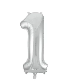 Folieballong, siffra 1 silver 86 cm