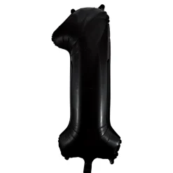 Folieballong, siffra 1 svart 86 cm