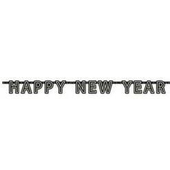 Girlang, happy new year svart 180x13 cm