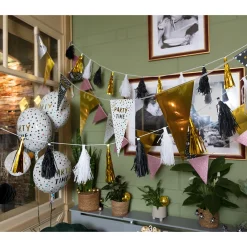 Girlang tassels, svart/vit/guld 3 m
