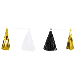Girlang tassels, svart/vit/guld 3 m