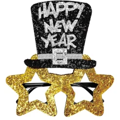 Glasögon, happy new year guld