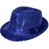 Glitterhatt, fedora blå