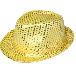 Glitterhatt, fedora guld