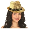 Glitterhatt, fedora guld happy new year