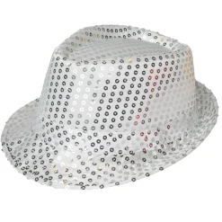 Glitterhatt, fedora silver