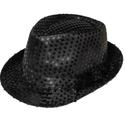 Glitterhatt, fedora svart