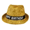 Glitterhatt, happy birthday guld