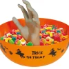 Godisskål med hand, trick or treat orange 25 cm