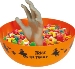 Godisskål med hand, trick or treat orange 25 cm