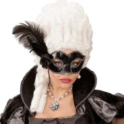 Ögonmask, black venice med fjäder