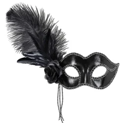 Ögonmask, black venice med fjäder