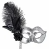 Ögonmask, silver venice med fjäder