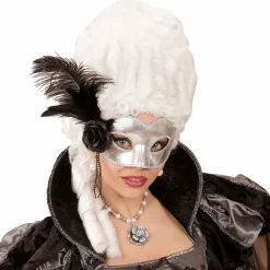 Ögonmask, silver venice med fjäder