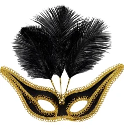 Ögonmask, spetsig med fjädrar svart