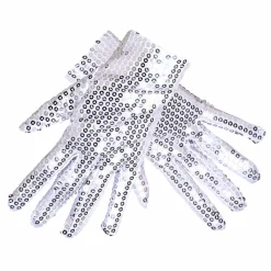 Handskar, silver med paljetter