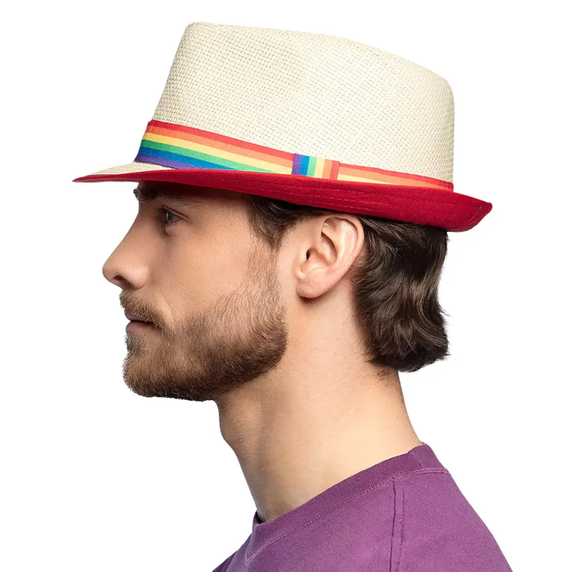 Hatt, fedora regnbåge strå