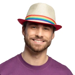 Hatt, fedora regnbåge strå