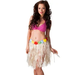 Hawaiikjol med blommor, natur 45 cm